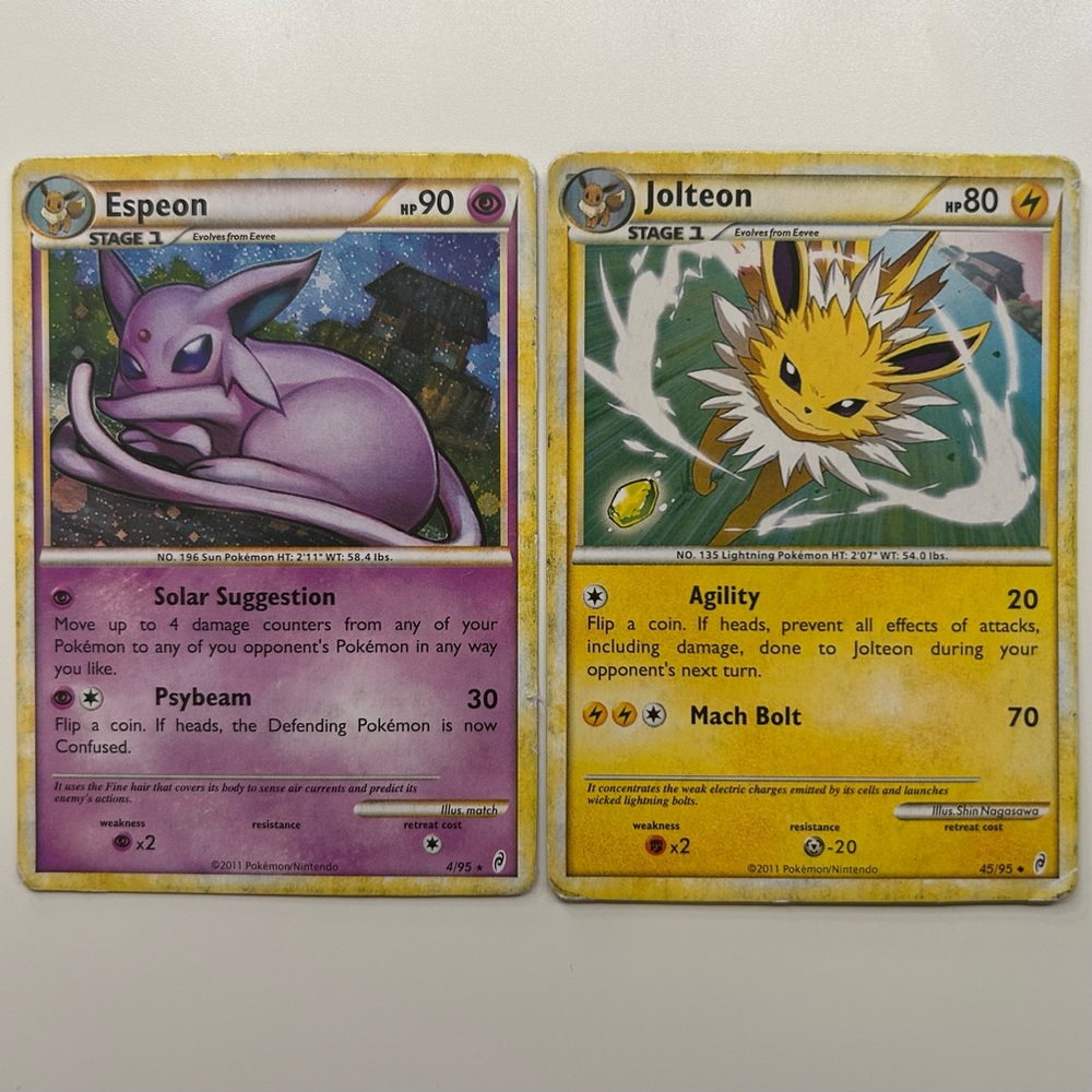 2011 Call of Legends Espeon 4/95 and Jolteon 45/92 Pokemon Card Lot